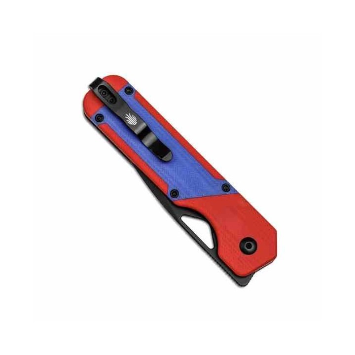 Couteau Kizer Cutlery Militaw Red/Blue Manche G10 Lame Acier Nitro-V Black Linerlock Clip KIV3634A2 - Livraison Gratuite