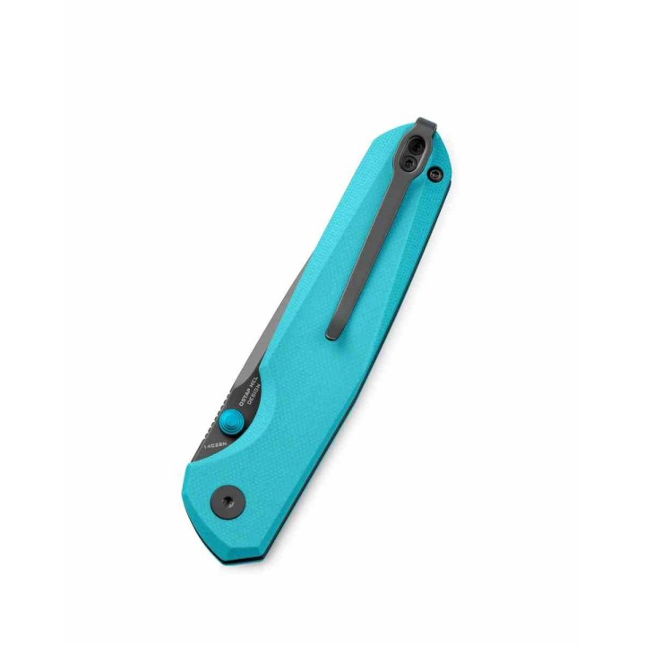 Couteau Bestechman Velix Tiffany Blue Manche G10 Lame Acier 14C28N Buttonlock Clip BTKMK07D - Livraison Gratuite