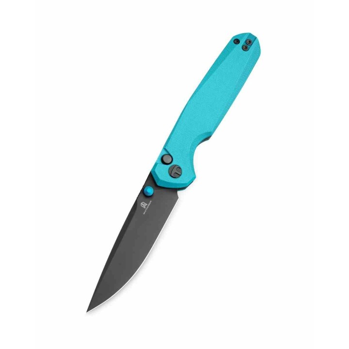 Couteau Bestechman Velix Tiffany Blue Manche G10 Lame Acier 14C28N Buttonlock Clip BTKMK07D - Livraison Gratuite