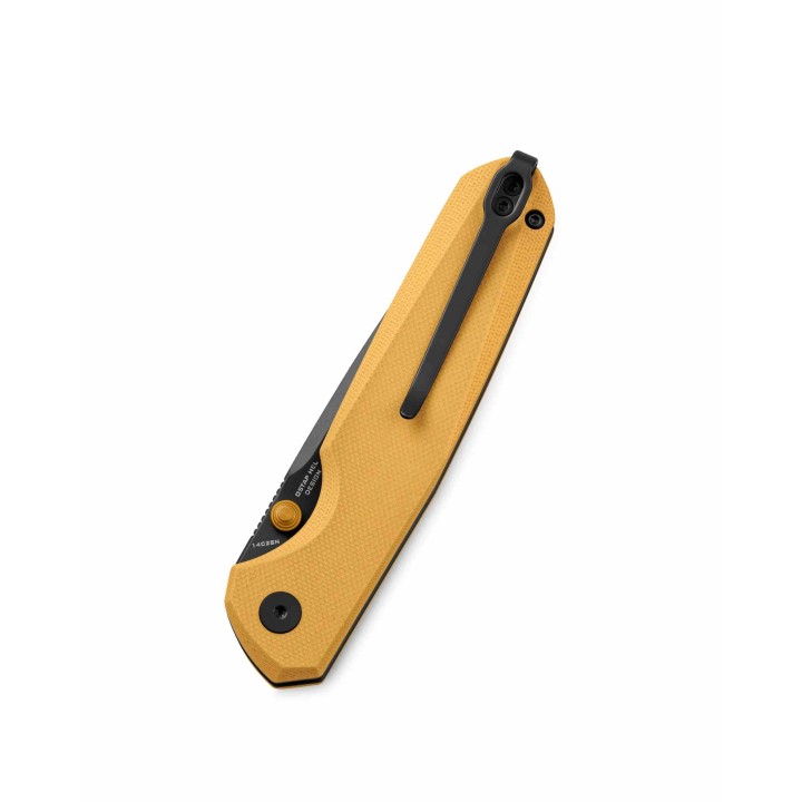 Couteau Bestechman Velix Yellow Manche G10 Lame Acier 14C28N Buttonlock Clip BTKMK07E - Livraison Gratuite