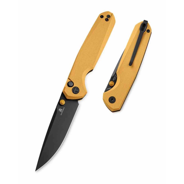 Couteau Bestechman Velix Yellow Manche G10 Lame Acier 14C28N Buttonlock Clip BTKMK07E - Livraison Gratuite