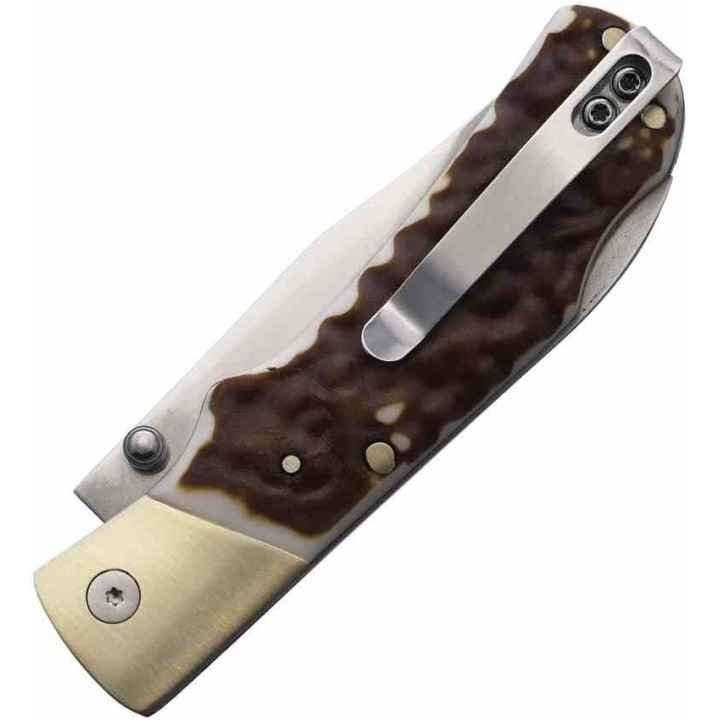 Couteau Schrade Uncle Henry Lame Acier 7Cr17MoV Manche Staglon Lockback Clip SCH1205106 - Livraison Gratuite