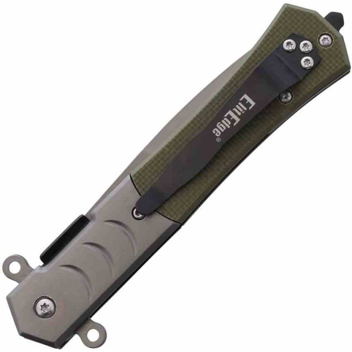 Lot de 2 Couteau Tactical Dague ElitEdge A/O Green Manche G10 Lame Acier 420C Clip Linerlock EE10A108GN - Livraison Gratuite