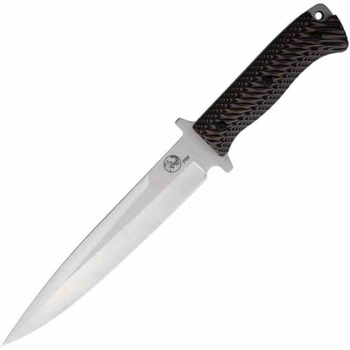 Couteau Tassie Tiger Pig Sticker P8 Hunting Manche G10 Lame Acier 8Cr13MoV Etui Cuir TTKP8 - Livraison Gratuite