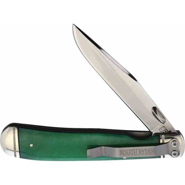 Couteau Rough Ryder Working Man Lame Acier 440 Manche Os Green Linerlock Clip RR1957 - Livraison Gratuite
