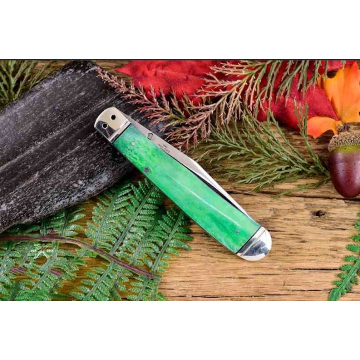 Couteau Rough Ryder Working Man Lame Acier 440 Manche Os Green Linerlock Clip RR1957 - Livraison Gratuite