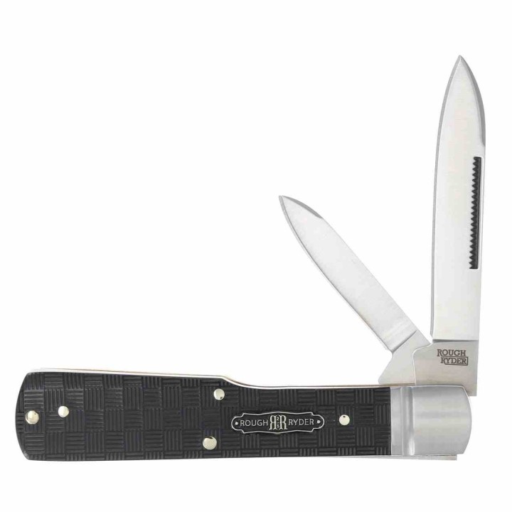 Couteau Rough Ryder Black Reserve Bearhead Gunstk 2 Lames Acier 440 Manche Bois Boite Collector RR2570 - Livraison Gratuite