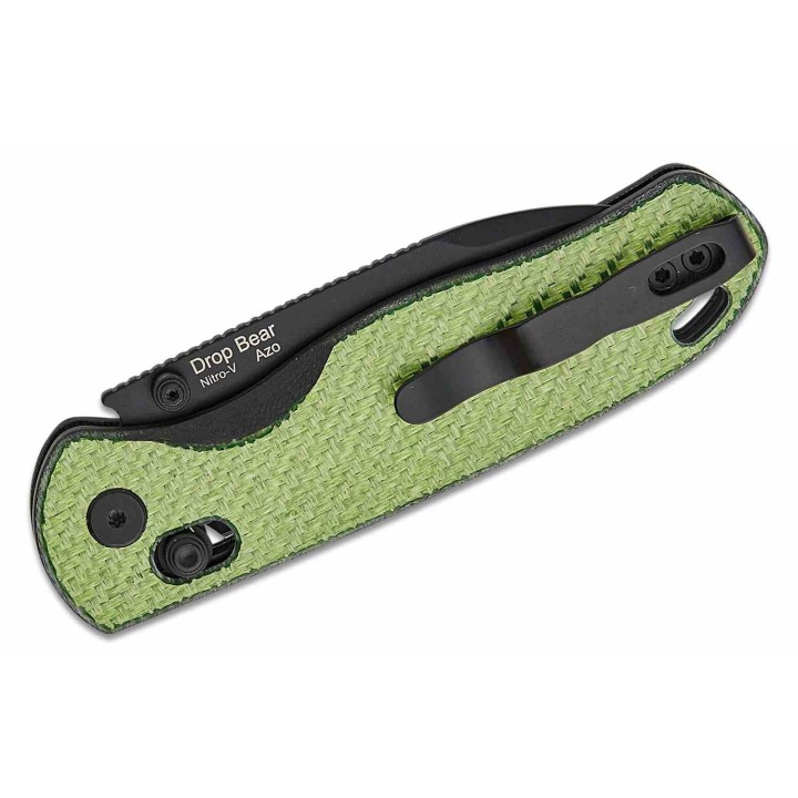 Couteau Kizer Drop Bear Green Manche FCarbone Lame Acier Nitro-V Clutch Lock Clip KIV3619A4 - Livraison Gratuite