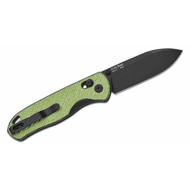 Couteau Kizer Drop Bear Green Manche FCarbone Lame Acier Nitro-V Clutch Lock Clip KIV3619A4 - Livraison Gratuite