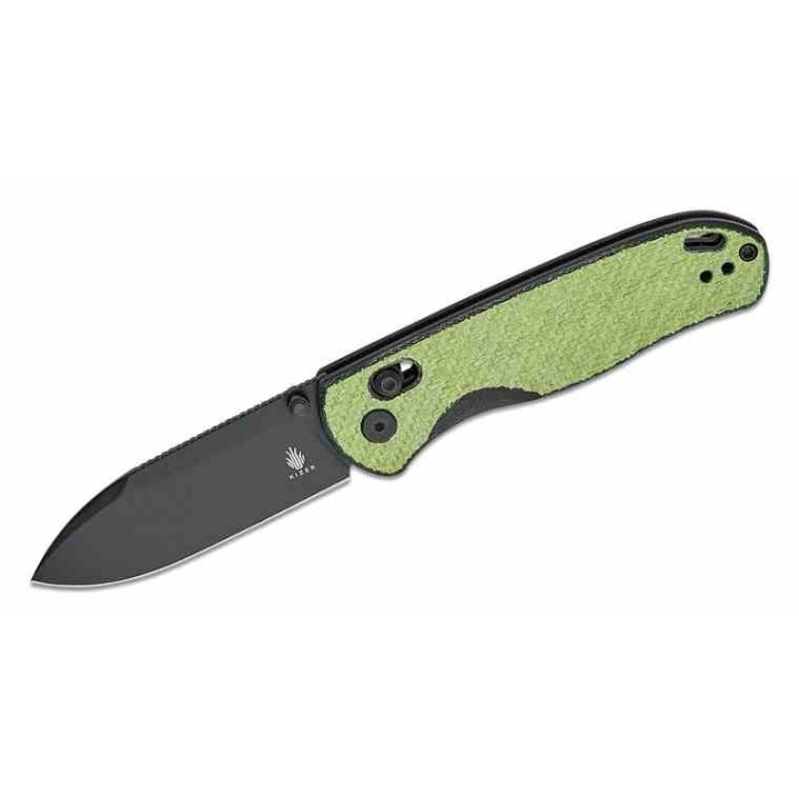 Couteau Kizer Drop Bear Green Manche FCarbone Lame Acier Nitro-V Clutch Lock Clip KIV3619A4 - Livraison Gratuite