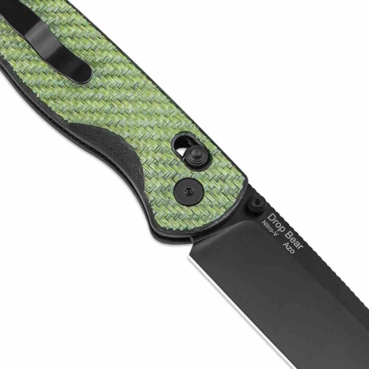 Couteau Kizer Drop Bear Green Manche FCarbone Lame Acier Nitro-V Clutch Lock Clip KIV3619A4 - Livraison Gratuite