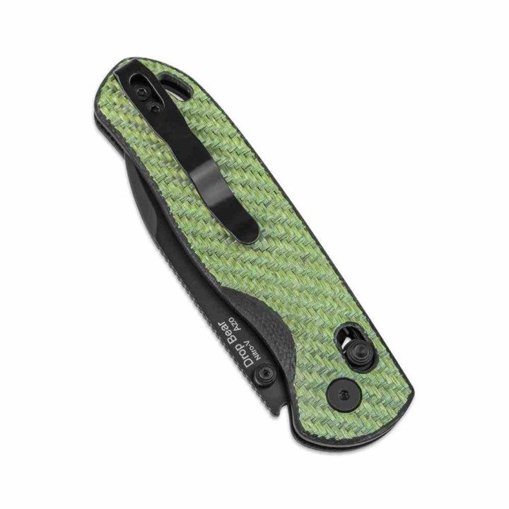 Couteau Kizer Drop Bear Green Manche FCarbone Lame Acier Nitro-V Clutch Lock Clip KIV3619A4 - Livraison Gratuite