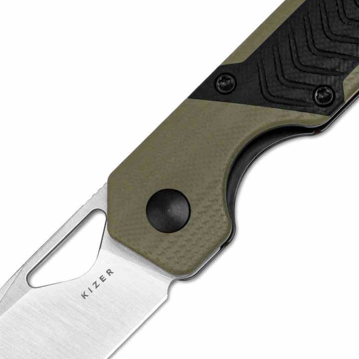 Couteau Kizer Cutlery Mini Militaw Black/Green Manche G10 Lame Acier Nitro-V Linerlock Clip KIV3634SA6 - Livraison Gratuite