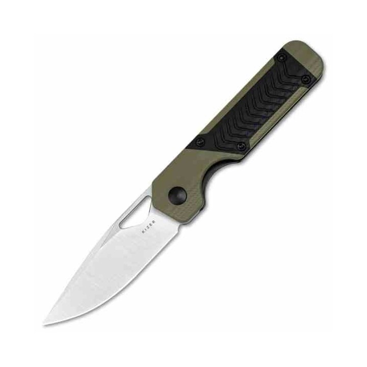 Couteau Kizer Cutlery Mini Militaw Black/Green Manche G10 Lame Acier Nitro-V Linerlock Clip KIV3634SA6 - Livraison Gratuite