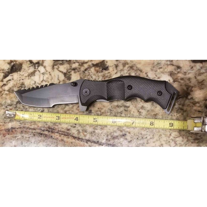 Lot de 3 Couteau ElitEdge Tactical Tanto A/O Black Lame Acier 420 Manche Abs Clip Linerlock EE10A62BK - Livraison Gratuite