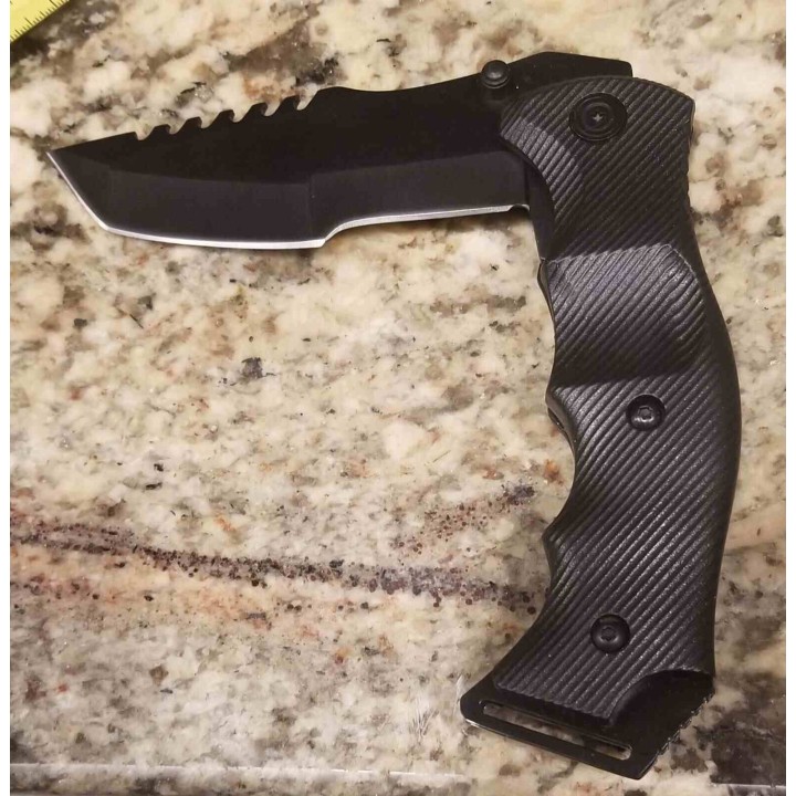 Lot de 3 Couteau ElitEdge Tactical Tanto A/O Black Lame Acier 420 Manche Abs Clip Linerlock EE10A62BK - Livraison Gratuite