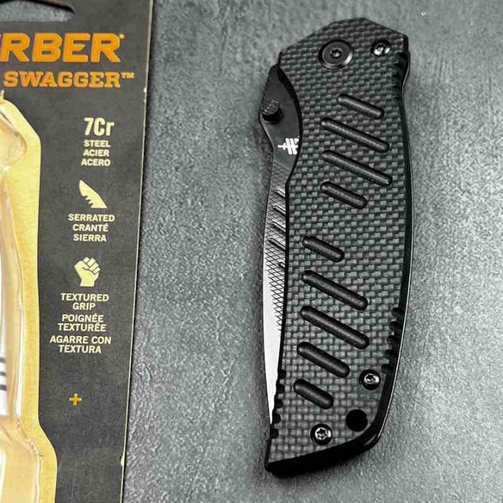 Couteau Tactical Gerber Swagger Lame Acier 7Cr17MoV Serrat Manche G-10 Framelock Clip G4099 - Livraison Gratuite