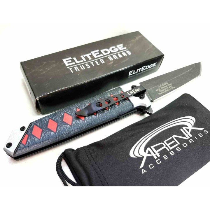 Lot de 3 Couteau ElitEdge Japanese Katana Samurai Tanto A/O Lame Acier 420C Manche Nylon EE10A102BKR - Livraison Gratuite