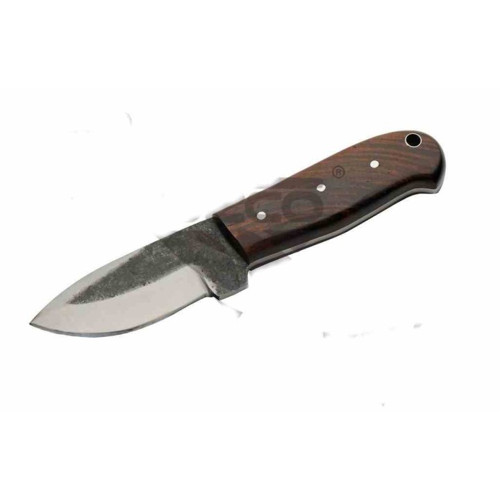 Couteau Rite Edge Galley Skinner Manche Bois Lame Carbone Forgée Etui CUir PA203512 - Livraison Gratuite