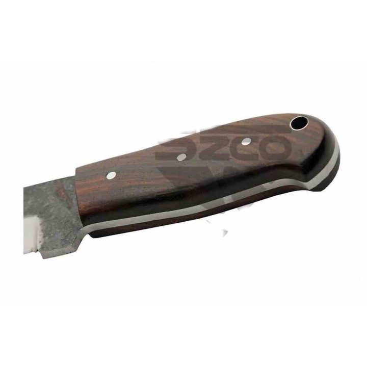 Couteau Rite Edge Galley Skinner Manche Bois Lame Carbone Forgée Etui CUir PA203512 - Livraison Gratuite