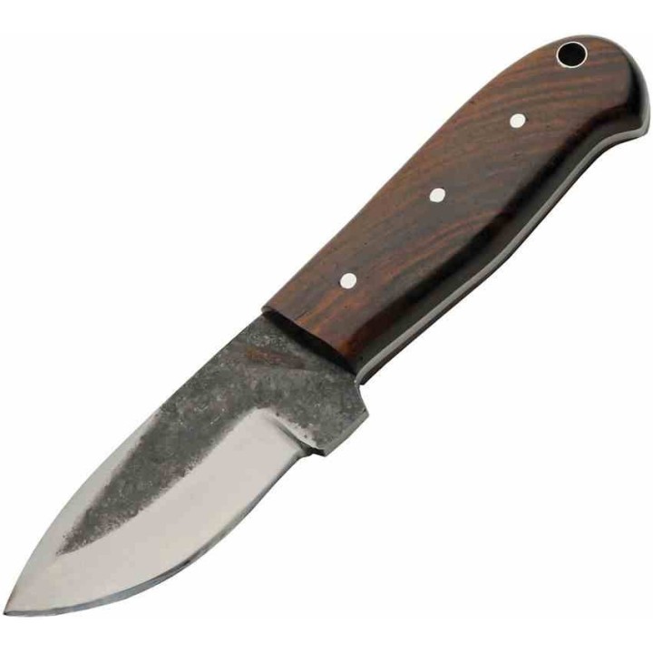 Couteau Rite Edge Galley Skinner Manche Bois Lame Carbone Forgée Etui CUir PA203512 - Livraison Gratuite