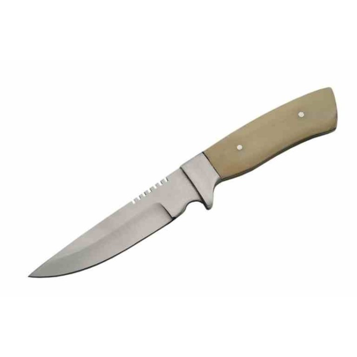 LOT DE 3 Couteau Rite Edge Skinner Manche OS Lame Acier Inox Etui Cuir PA3369- Livraison Gratuite