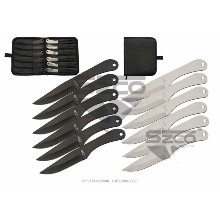 Set De Couteau de Lancer Rite Edge Rival Throwing Set 12pcs Acier Inox Housse Nylon CN211635 - Livraison Gratuite