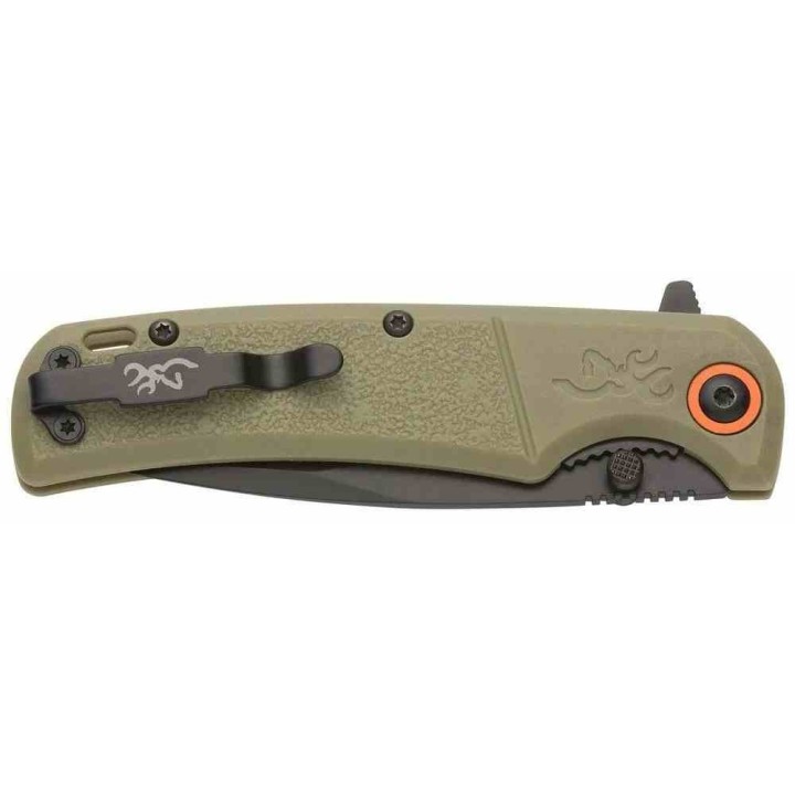 Couteau Browning Buckmark Slim Sage Manche Green Polymère Lame Acier D2 Linerlock Clip BR0543B - Livraison Gratuite