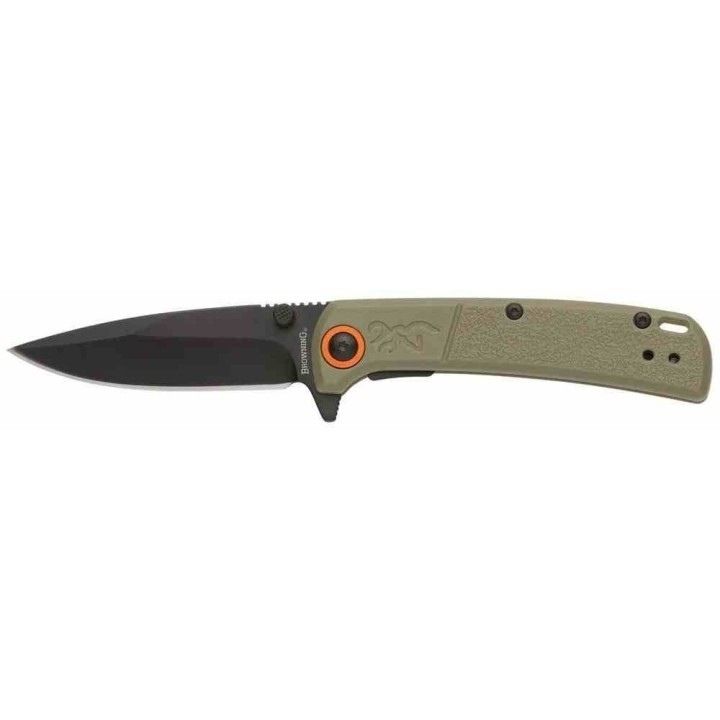 Couteau Browning Buckmark Slim Sage Manche Green Polymère Lame Acier D2 Linerlock Clip BR0543B - Livraison Gratuite