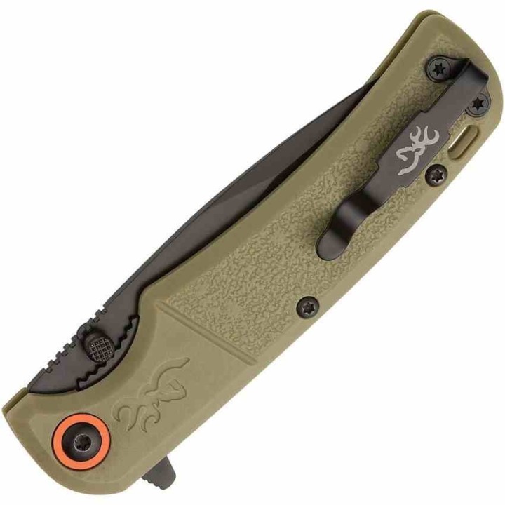 Couteau Browning Buckmark Slim Sage Manche Green Polymère Lame Acier D2 Linerlock Clip BR0543B - Livraison Gratuite