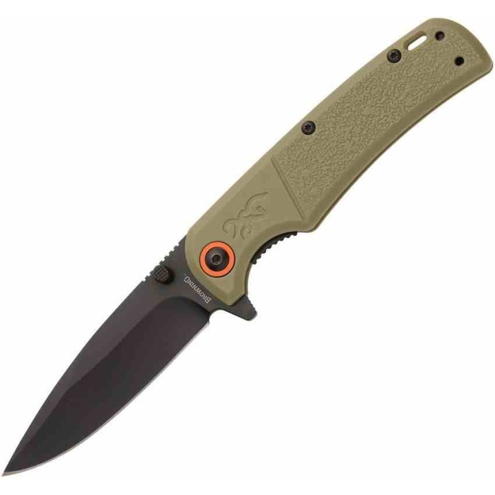 Couteau Browning Buckmark Slim Sage Manche Green Polymère Lame Acier D2 Linerlock Clip BR0543B - Livraison Gratuite