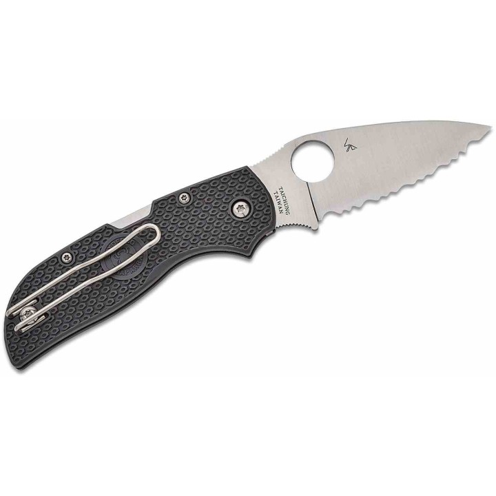 Couteau Spyderco Chaparral Lightweight Lame Acier CTS-XHP Serr Manche Gray FRN Lockback Clip SC152SGY - Livraison Gratuite 