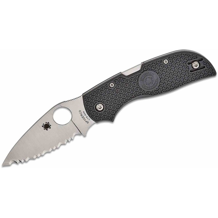 Couteau Spyderco Chaparral Lightweight Lame Acier CTS-XHP Serr Manche Gray FRN Lockback Clip SC152SGY - Livraison Gratuite 