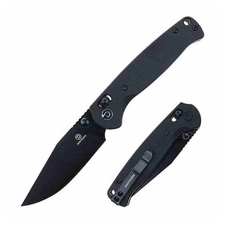 Couteau Defcon Ultra Lite Black Manche G10 Lame Acier 14C28N Clip Point Axis Lock CLip TD010FBK - Livraison Gratuite