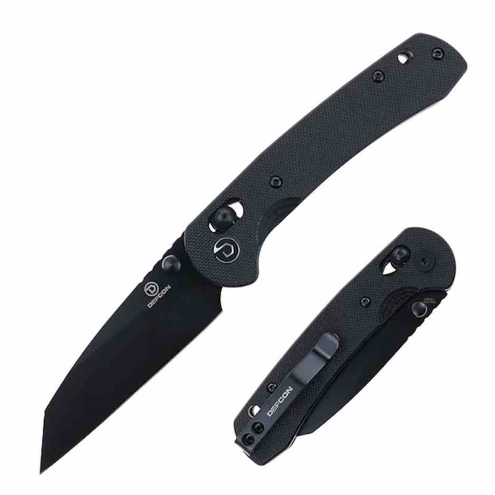 Couteau Defcon Ultra Lite Black Manche G10 Lame Acier 14C28N Wharncliffe Axis Lock CLip TD012FBK - Livraison Gratuite
