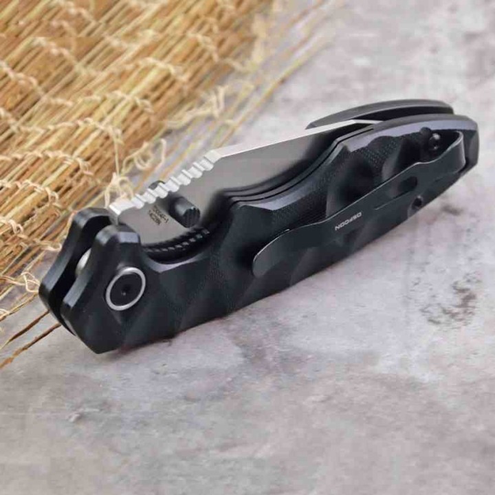 Couteau Defcon Black Manche G10 Lame Acier 14C28N Linerlock Clip TD004F1 - Livraison Gratuite