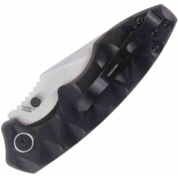 Couteau Defcon Black Manche G10 Lame Acier 14C28N Linerlock Clip TD004F1 - Livraison Gratuite