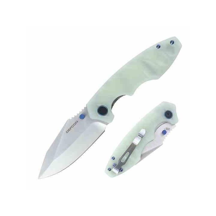 Couteau Defcon Jade Manche G10 Lame Acier 14C28N Linerlock Clip TD004F3 - Livraison Gratuite