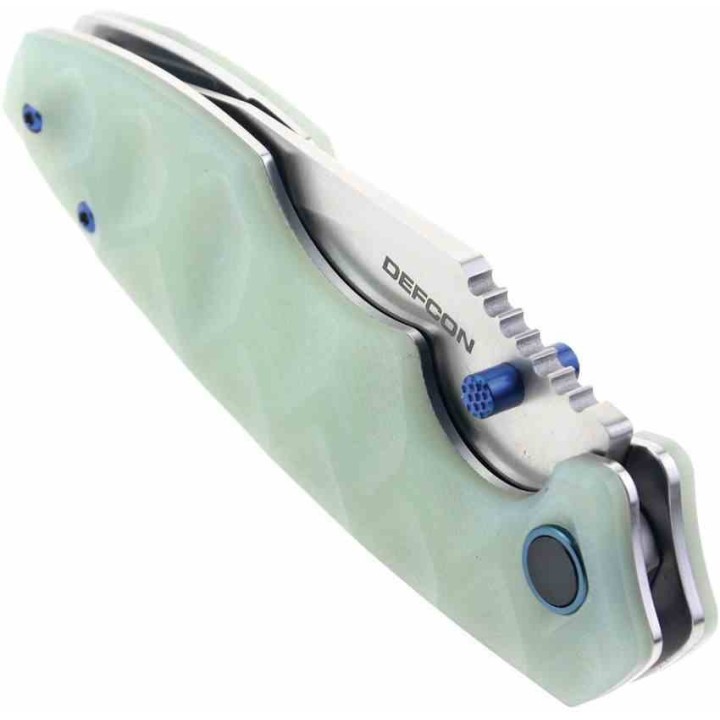 Couteau Defcon Jade Manche G10 Lame Acier 14C28N Linerlock Clip TD004F3 - Livraison Gratuite