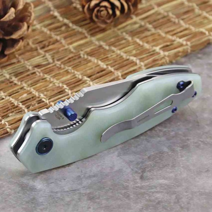 Couteau Defcon Jade Manche G10 Lame Acier 14C28N Linerlock Clip TD004F3 - Livraison Gratuite