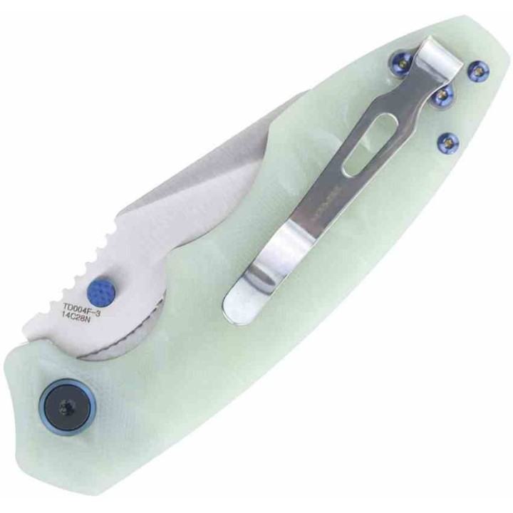 Couteau Defcon Jade Manche G10 Lame Acier 14C28N Linerlock Clip TD004F3 - Livraison Gratuite
