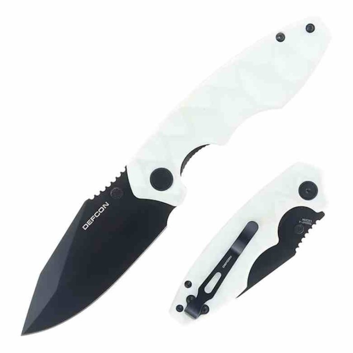 Couteau Defcon Jade Manche G10 Lame Acier 14C28N Blk Linerlock Clip TD004F4 - Livraison Gratuite