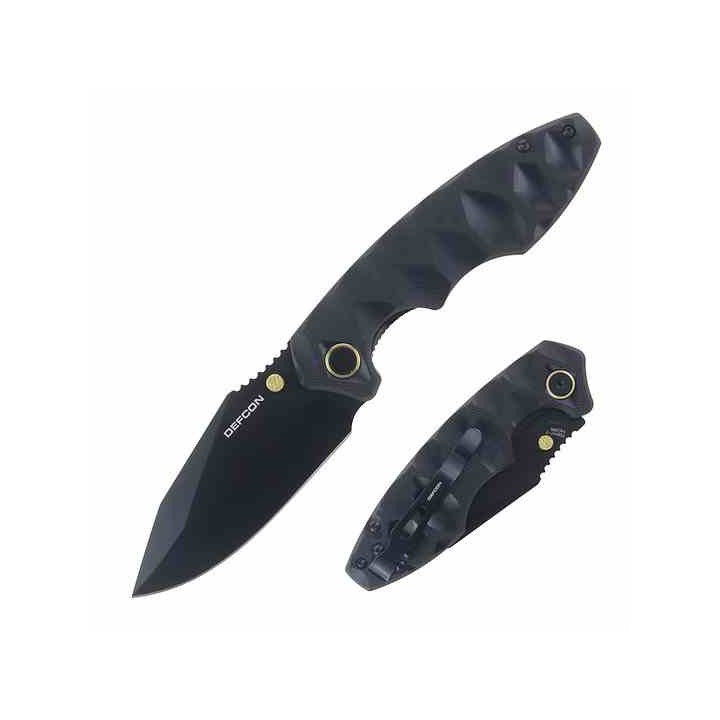 Couteau Defcon Black Manche G10 Lame Acier 14C28N Blk Linerlock Clip TD004F2 - Livraison Gratuite