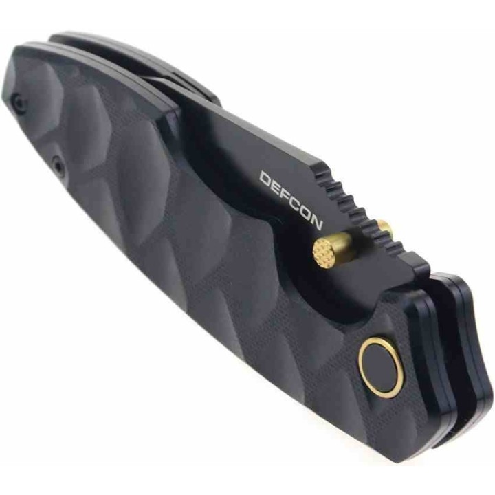 Couteau Defcon Black Manche G10 Lame Acier 14C28N Blk Linerlock Clip TD004F2 - Livraison Gratuite