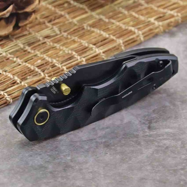 Couteau Defcon Black Manche G10 Lame Acier 14C28N Blk Linerlock Clip TD004F2 - Livraison Gratuite