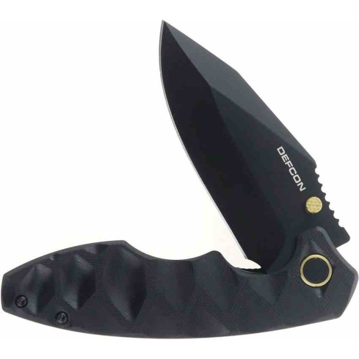Couteau Defcon Black Manche G10 Lame Acier 14C28N Blk Linerlock Clip TD004F2 - Livraison Gratuite