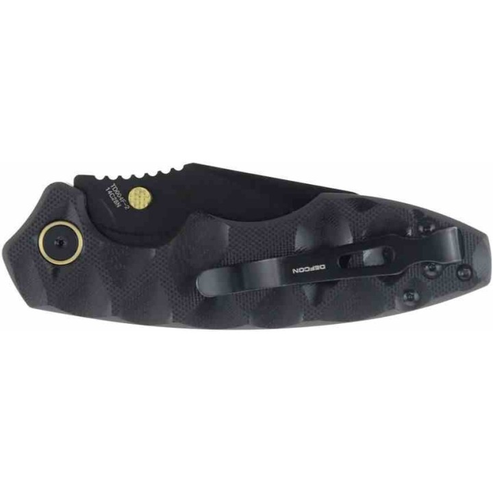 Couteau Defcon Black Manche G10 Lame Acier 14C28N Blk Linerlock Clip TD004F2 - Livraison Gratuite
