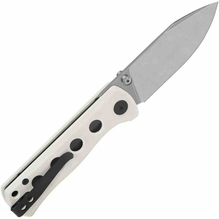 Couteau QSP Canary White Folder Lame Acier 14C28N Blackwash Manche G10 IKBS Linerlock Clip QS150G1 - Livraison Gratuite