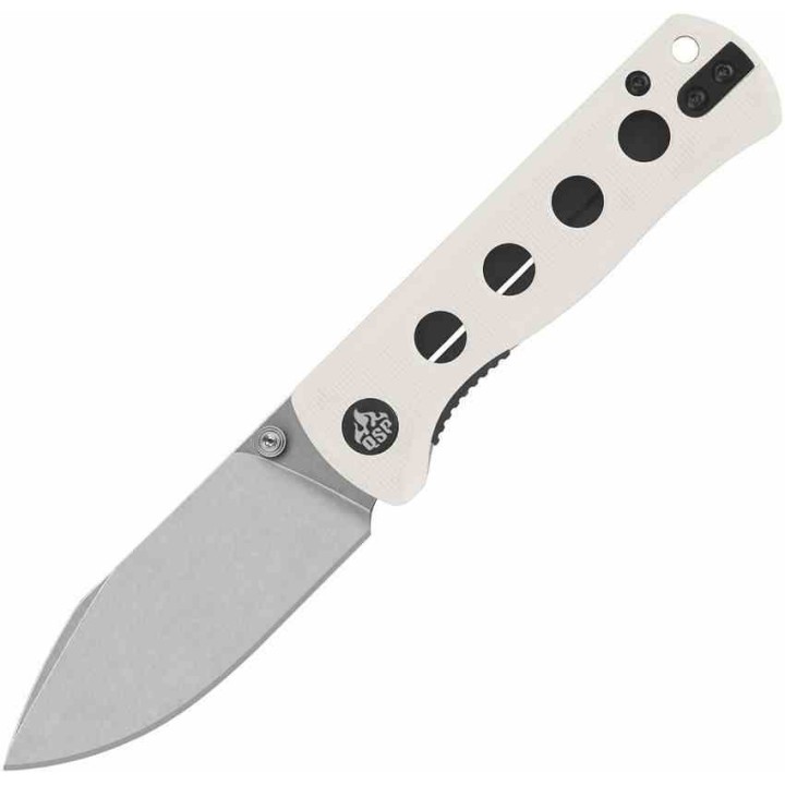 Couteau QSP Canary White Folder Lame Acier 14C28N Blackwash Manche G10 IKBS Linerlock Clip QS150G1 - Livraison Gratuite