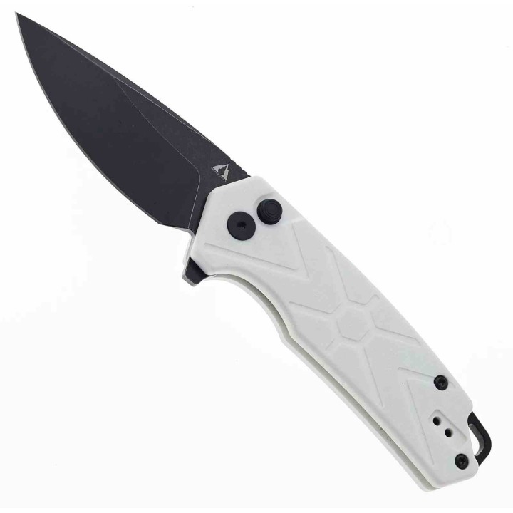 Couteau CMB Button Lock White Manche G10 Lame Acier 14C28N BLK IKBS Clip CMB14W - Livraison Gratuite